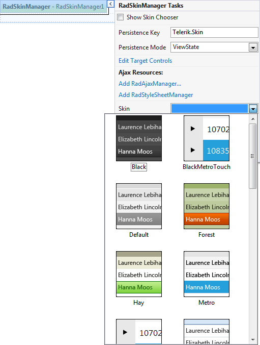 RadSkinManager - Design time