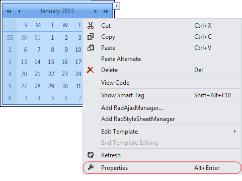 Opening the Properties pane