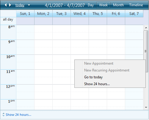 custom timeslot context menu