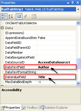 Data text and value fields