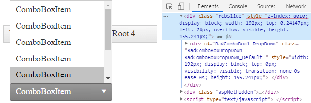 ComboBox Slide overridden z-index