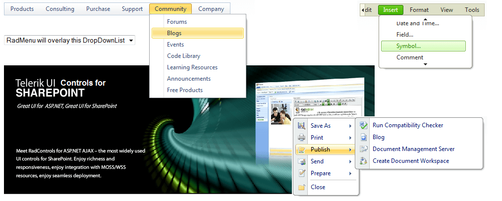 WebForms Menu overview WebForms Menu overview