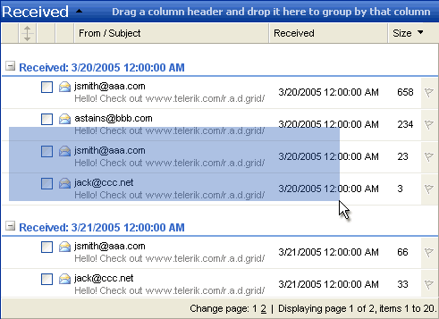Multi-Row Selection and Area Selection