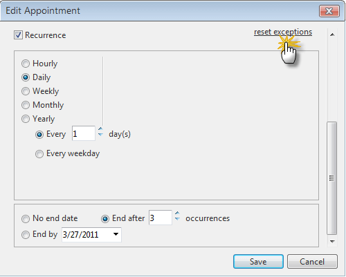 Recurrence Exceptions