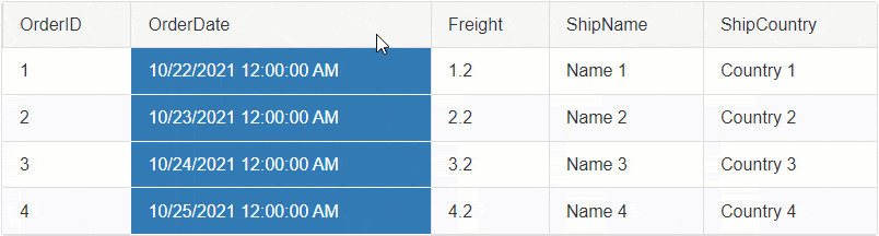 Select/Deselect the Cells of a Column Server-Side