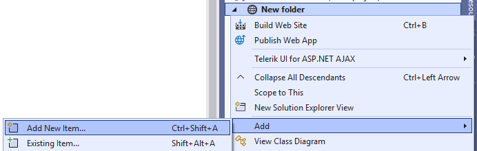 New Item Context Menu