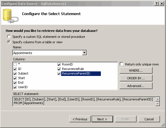 configure select