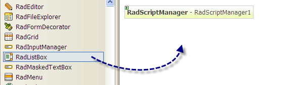 Adding RadListBox from the ToolBox Adding RadListBox from the ToolBox