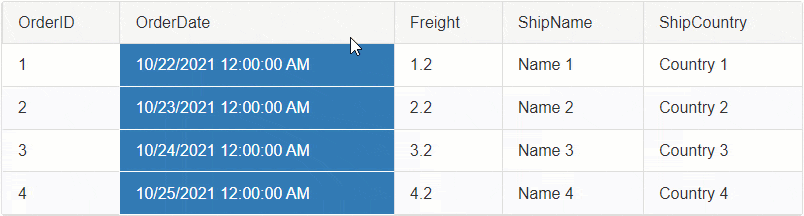 Select/Deselect the Cells of a Column Server-Side