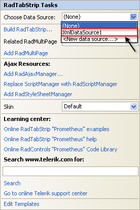 Choose XML DataSource