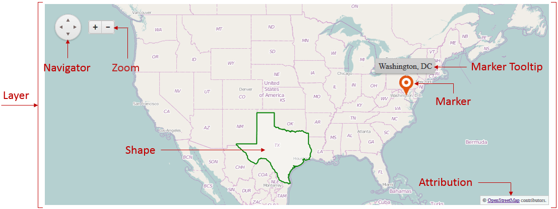 Image illustrating the element structure of the RadMap control