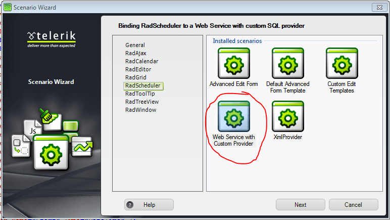 RadScheduler Scenario Wizard