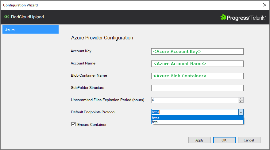 CloudUpload Configuration Wizard for Azure