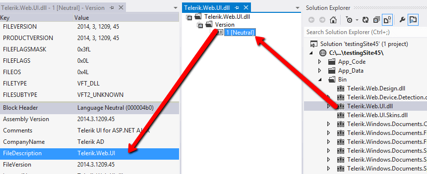 dev-version-vs-properties