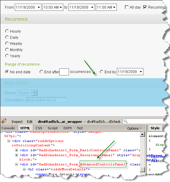 scheduler Advanced Panel