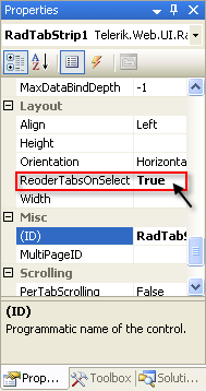 Reorder tabs on select