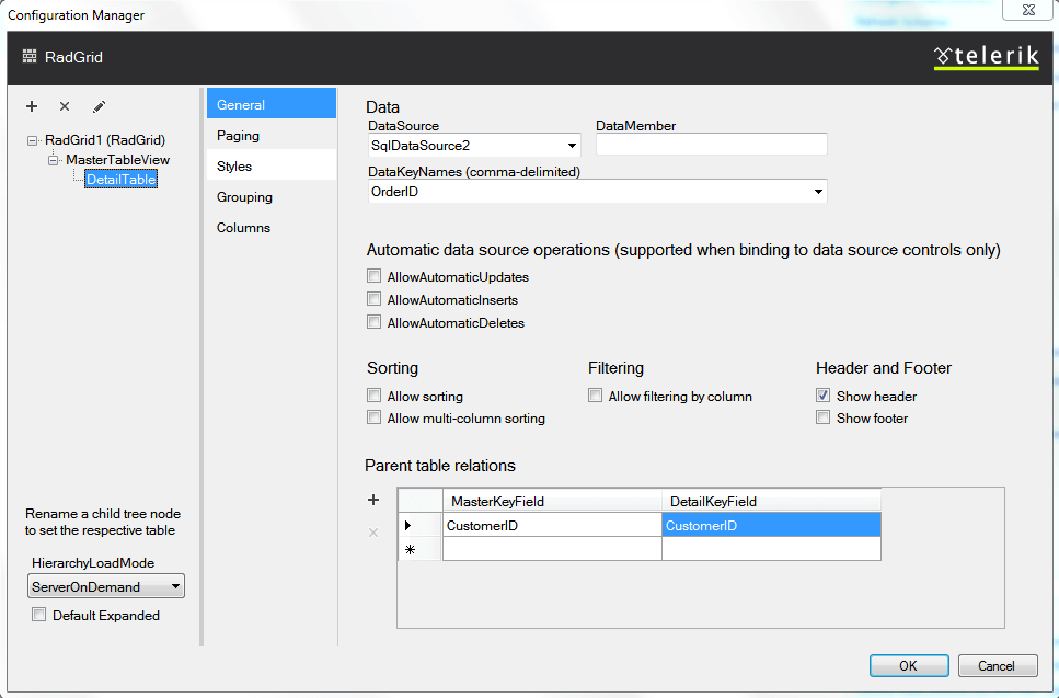 Setting Parent Table Relations