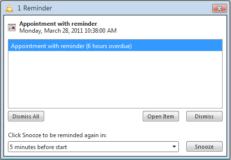 Reminder dialog