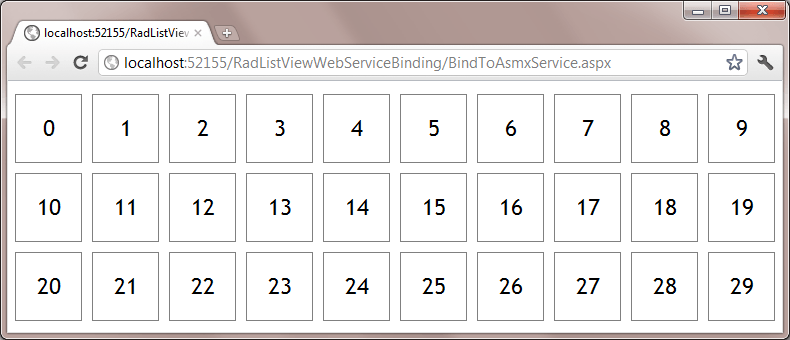 RadListView rendered on the page